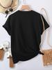 Women'S Casual Crew Neck T-Shirt with Heart Gesture Graphic Print Short Sleeve Knit Fabric Top All Season Fashion