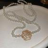 Diamond Water Drop Pearl Beaded Necklace Autumn and Winter French Light Luxury Sweater Chain Fashionable Versatile High-end Jewelry
