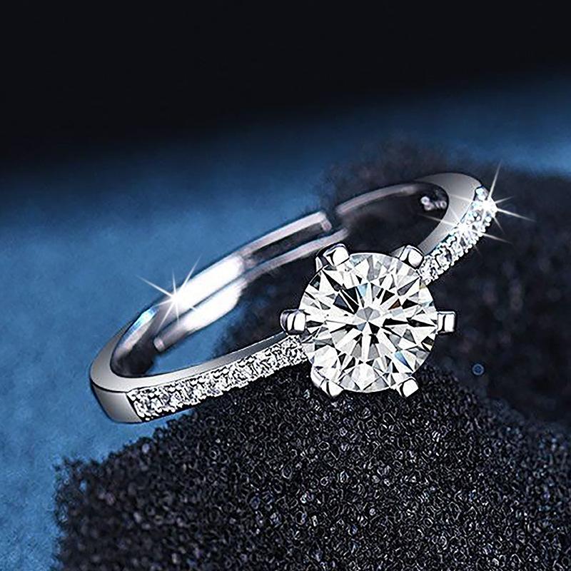 Heart-shaped Jewelry Women's Finger Ring, Elegant Wedding Ring with Six Claws and Simple Heart Design, Women's Engagement Ring Accessory