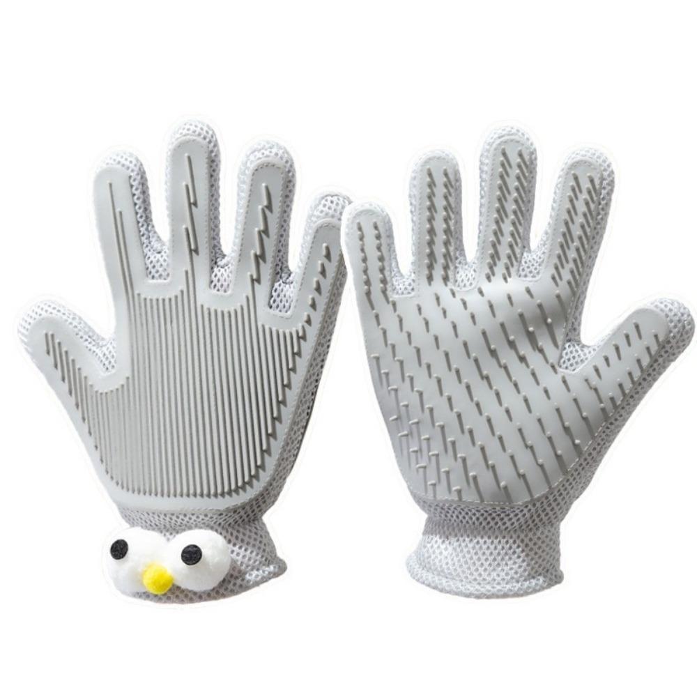 

Two-sided Cat Petting Gloves Remove Floating Hair Dog Hair Remover Silicone Massage Comb Home серый