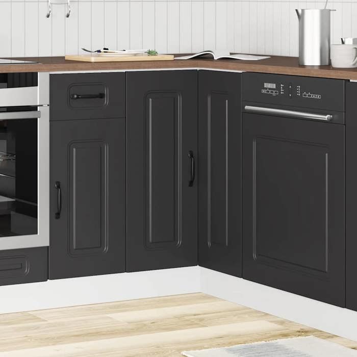 VidaXL Armoire d'angle de cuisine Kalmar noir bois d'ingénierie 853508