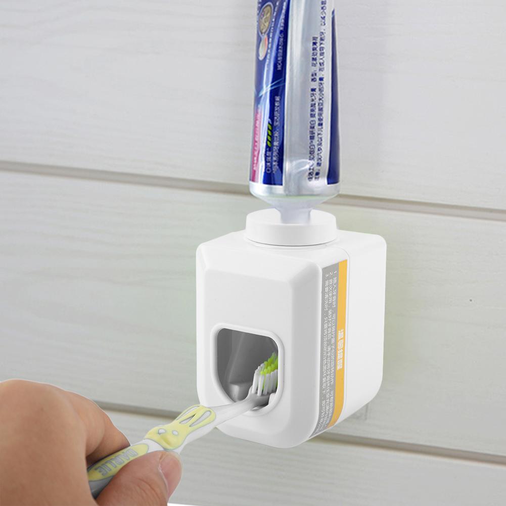 Wall Mounted Toothpaste Dispenser Automatic Squeezer Toothpaste Holder Home Bathroom (White)