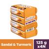 Santoor Sandal & Turmeric Soap 125g × 4 • Natural Glow & Skin Nourishment