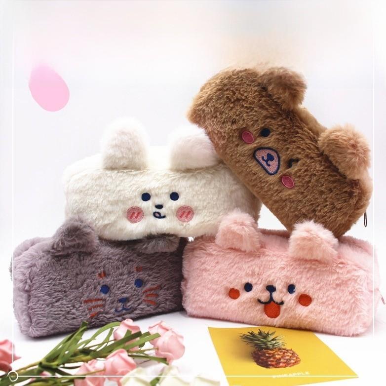 Plush Bear Adorable Pen Bag With Large Storage Space For Children Teens And