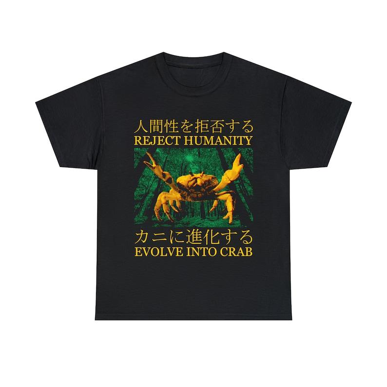 

230 Gsm 100% Cotton Evolve Into Crab Japanese Vintage T Shirt XXS чёрный