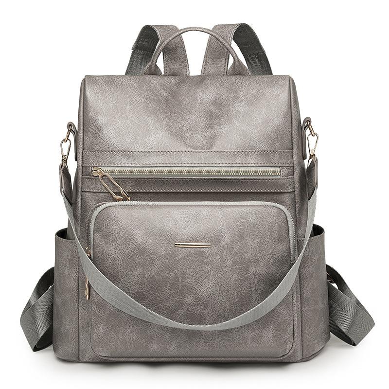 Backpack PU Soft Leather Niche Design Casual Shoulder Bag Large Capacity Simple Travel Fashion Commuting Backpack