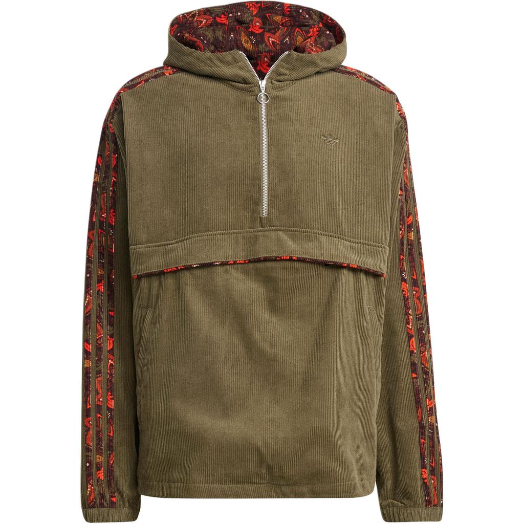 Adidas Originals Corduroy Hoodie Color Block Sports Jacket Men Jacket Olive-Green IS9570