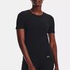 Under Armour Rush Series Solid Color Logo Embroidery Round Neck Short Sleeve T-shirt Women Tops Black 1373929-001