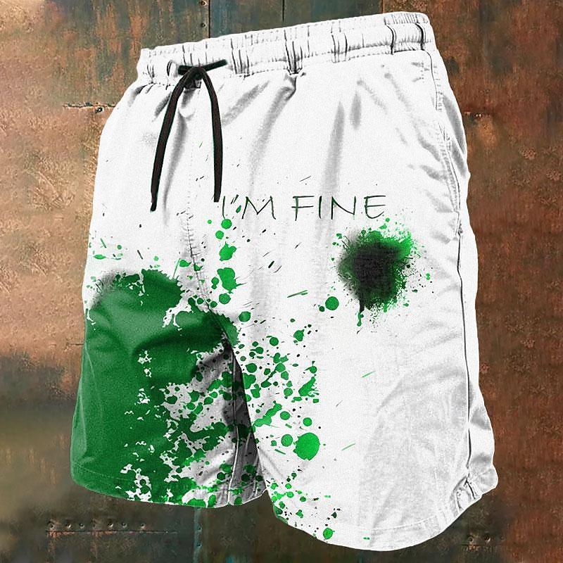 

Men s Blood Splatter Letter Costumes Swim Shorts Board Shorts Swimming Trunks Mid Waist Fashion Streetwear Designer Casual 3XL