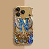 Niebieskie Diamentowe Skrzydła Litera N Etui ze Szkła Hartowanego na Telefon Dla iPhone 18 17 16 Pro Max 15 14 Plus 13 12 11 Pro Max 16E 17 Air Cover