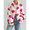 HNXC Women's Autumn and Winter Loose Long-sleeved Zipper Cardigan with Plush Heart Print