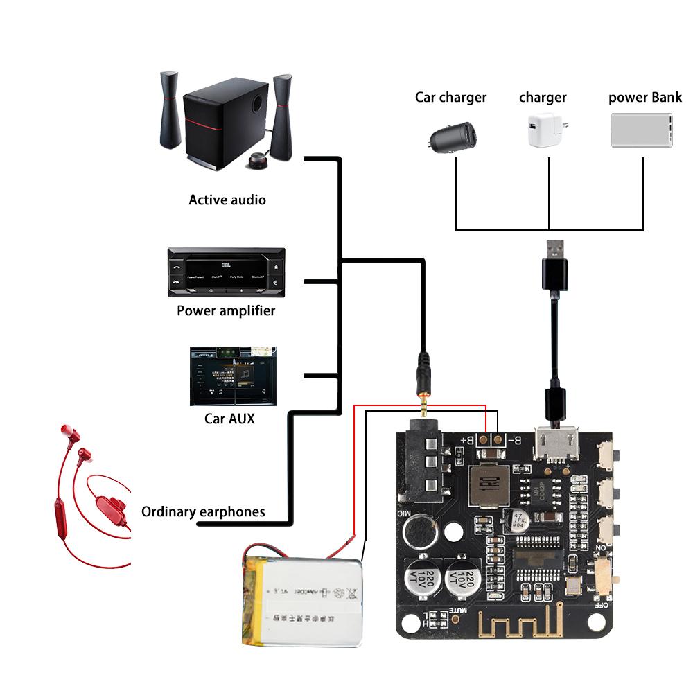 1.7-1V DIY Bluetooth 1.1 Audio Receiver Module MP1 Bluetooth Decoding Board With Microphone And Switch BT 1.1