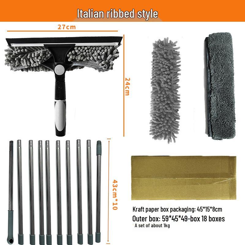 Dual-Sided High-Rise Window Cleaning Squeegee: Efficient Glass Cleaner for Easy Two-in-One Use