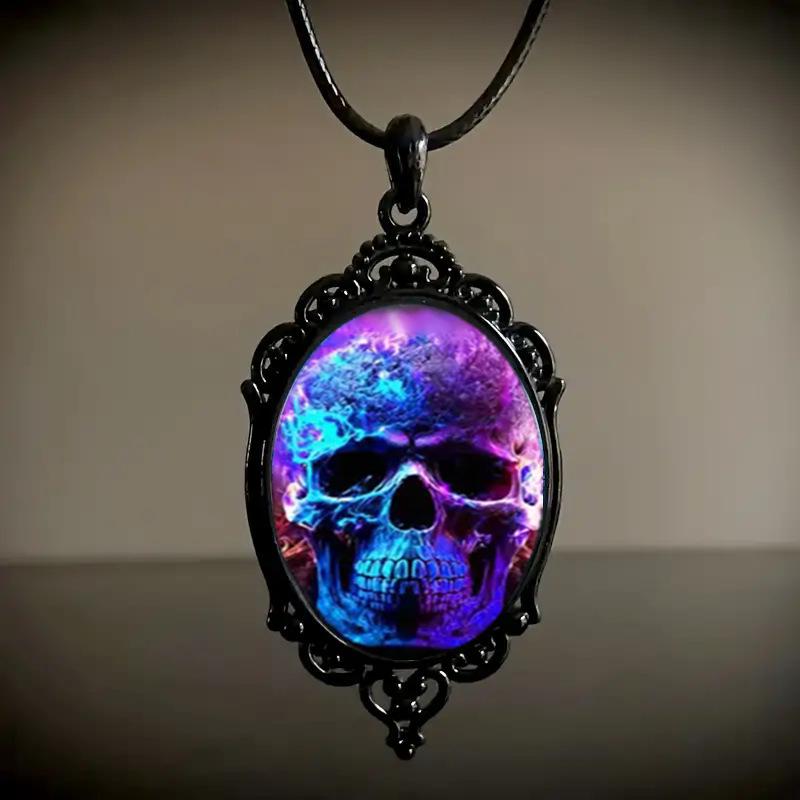 Gothic Black Glass Pendant Necklace