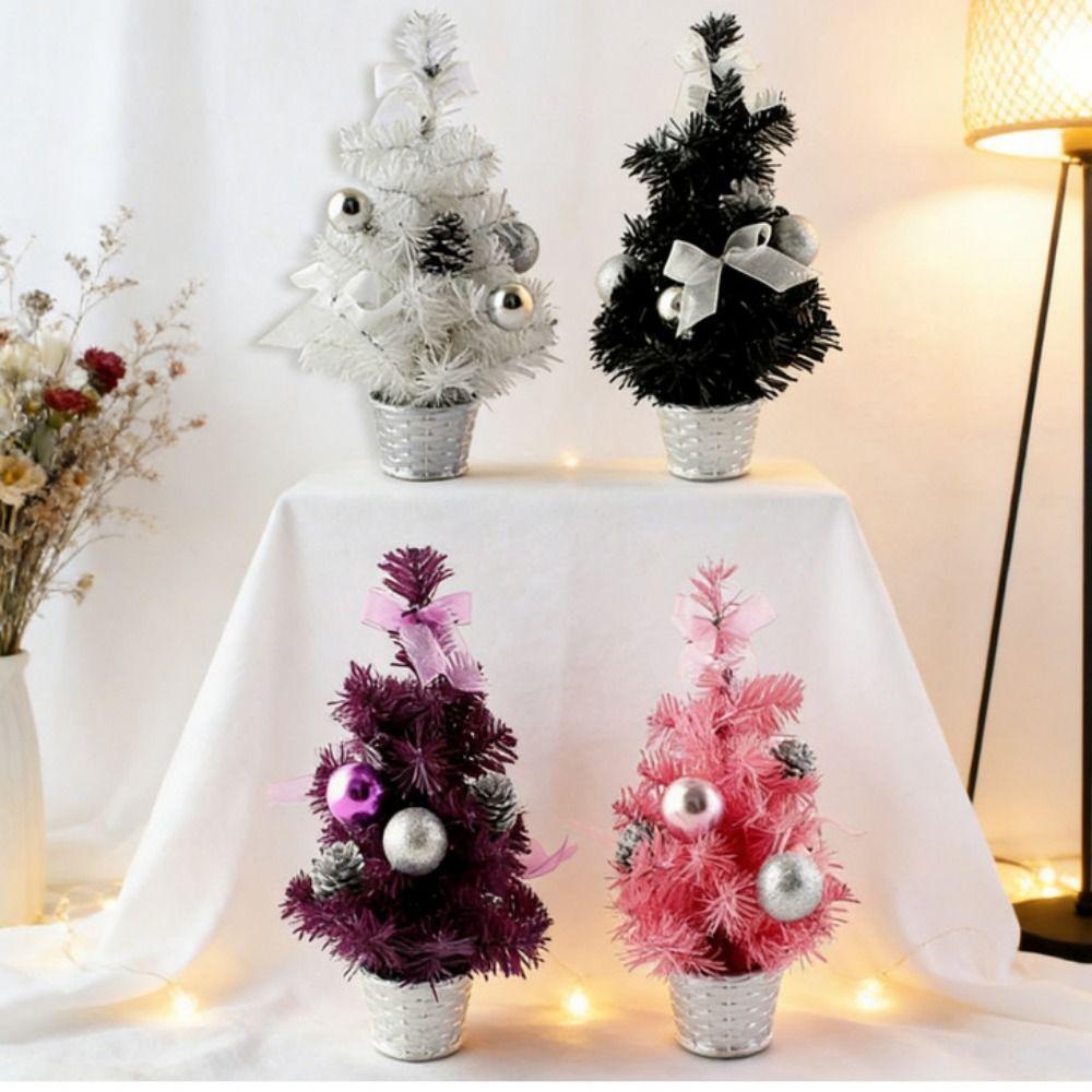 Mini Christmas Tree with Balls Bows Artificial Christmas Tree New Year Gift Artificial Tree