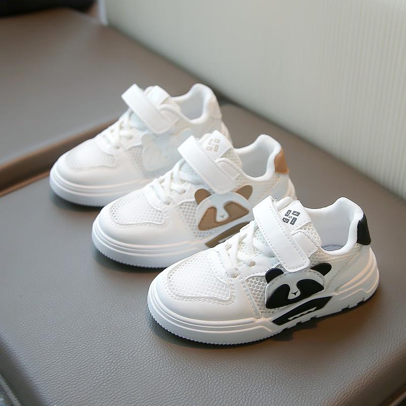 Boys Girls Tennis Shoes Non-slip Soft Sole Students White Shoes Mesh Breathable 2025 New Fashion Kids Running Shoes Hook&loop