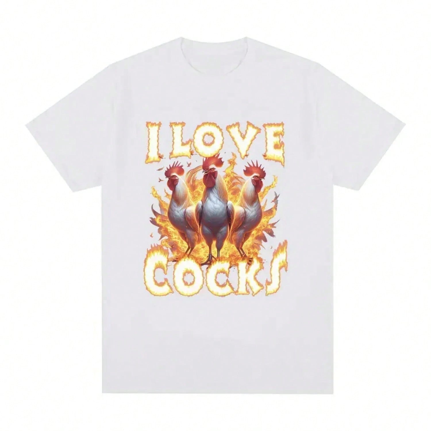 I Love Cocks Roosters Funny Meme T-Shirt Chicken Short Sleeved T-Shirt Wounisex s T-Shirt Street Clothing Graphic T Shirts S разноцветный
