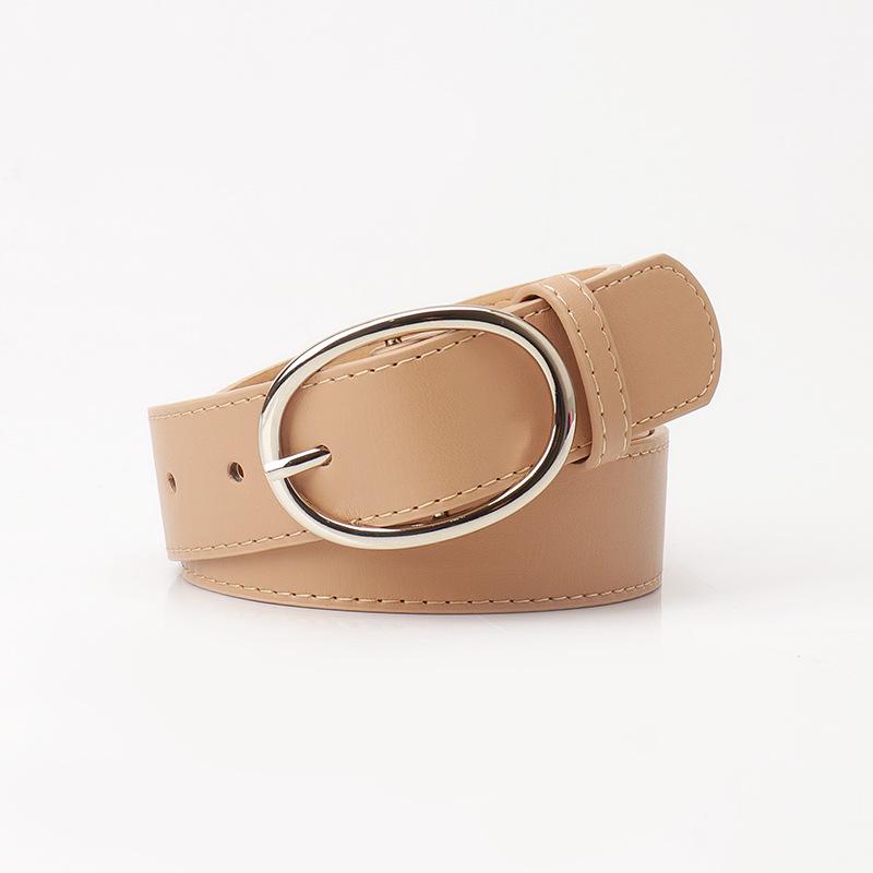 

Women s Versatile Oval Buckle Leather Belt - Simple, High-End Wide Waist and Jeans Accessory хакі