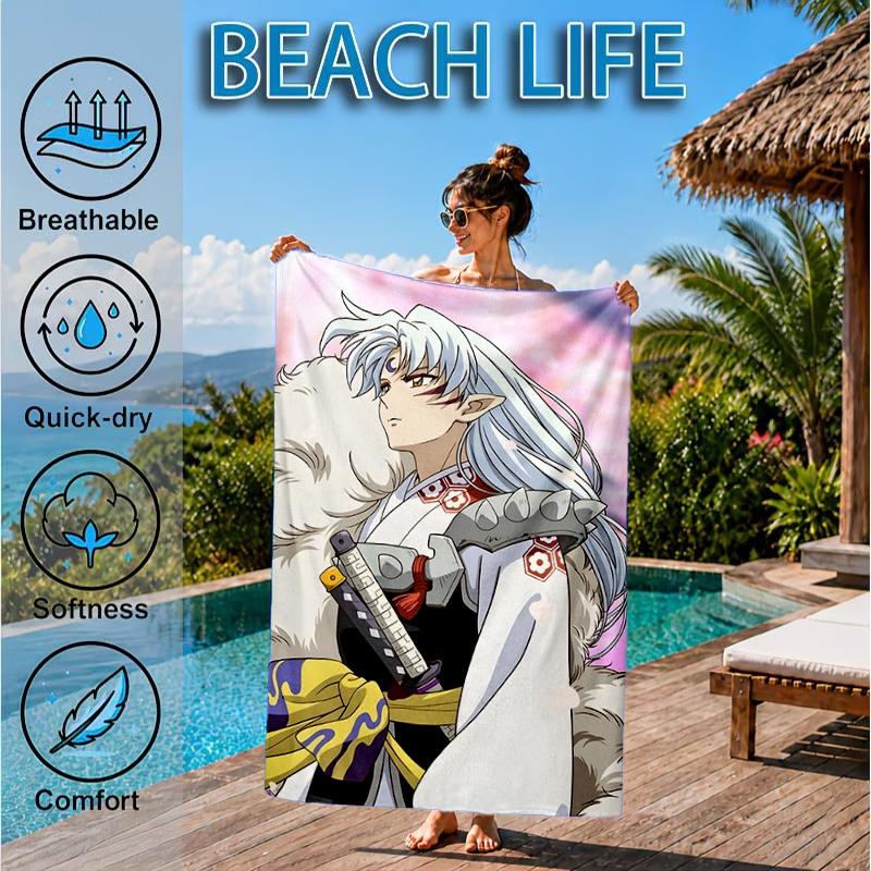 Anime Sessho-maru  Beach Towel, Microfiber Beach Towel, Perfect For Pool, Beach, Travel, Home Decor Beach Party Fan Gifts