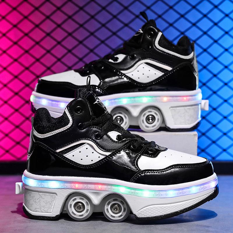 Regulowane Wrotki Czterokołowe dla Dziewcząt w wieku 6-15 lat – Przekształć z Butów do Chodzenia w Wrotki