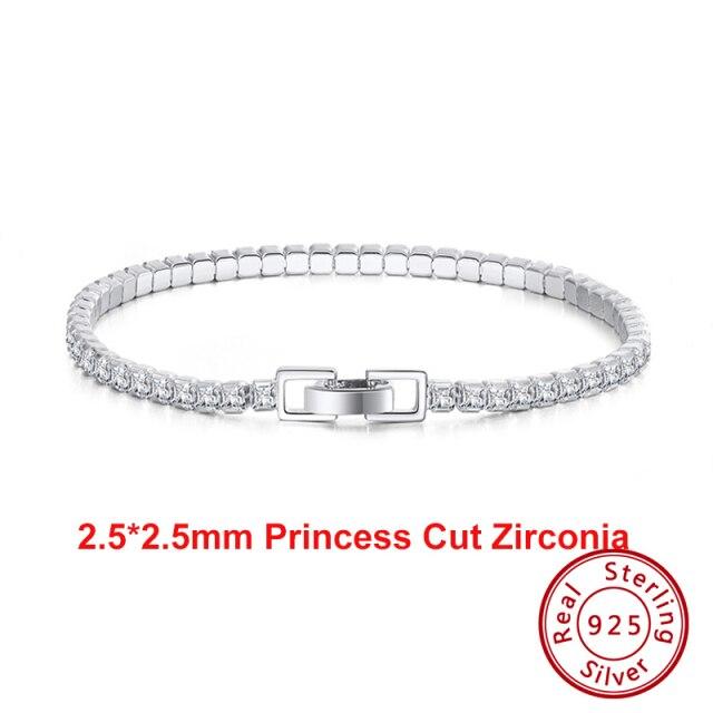 

Подлинный теннисный браслет из стерлингового серебра 925 пробы с прозрачным кубическим цирконием, серебряный браслет для девочек, праздничная бижутерия, цепочка на руку Sb61 18cm