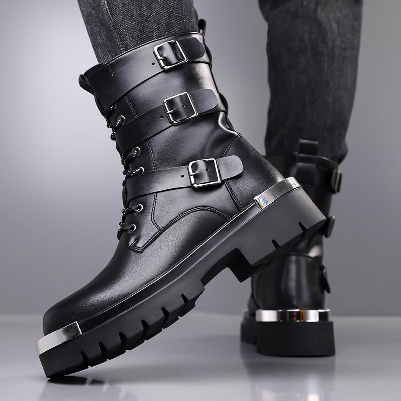 Men’s Motorcycle Boots Western Boots Black Jockey Boots Casual Street Style Cool Ankle Boots Plus Size