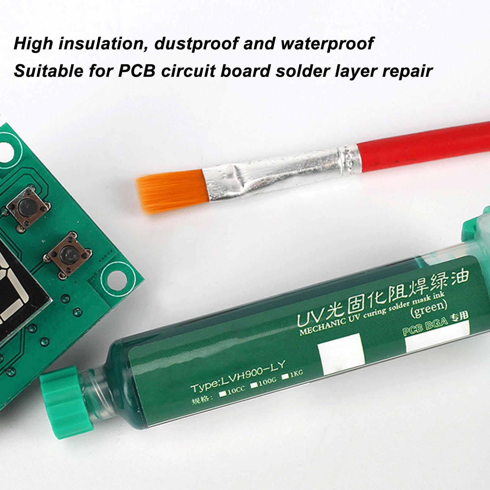 2 PIEZAS Tinta de Máscara de Soldadura de Curado por Luz UV Tinta de Resistencia de Soldadura BGA para PCB Negro y Verde
