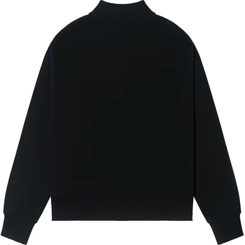 CALVIN KLEIN Embroidered Logo Baseball Collar Solid Loose Long Sleeve Zip Sweatshirt Men Black 81JP239-002