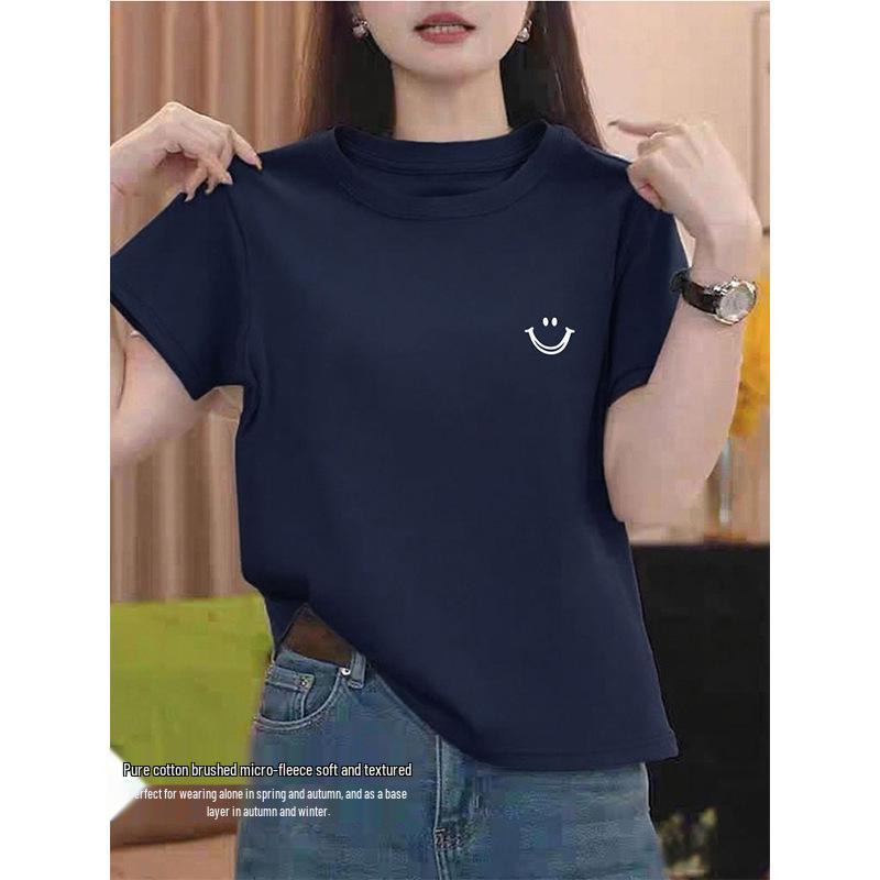 Summer 2026 Women's Korean Style Yellow Cotton Short-Sleeve T-Shirt - Fashionable, Versatile, Age-Reducing Base Layer