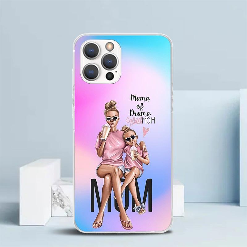 Woman Fashion Girl Super Mom Baby Soft Cover for iPhone 16 17 Air 15 14 Pro Max 16E Phone Case 13 Mini 12 11 7 SE 8 Print Patter