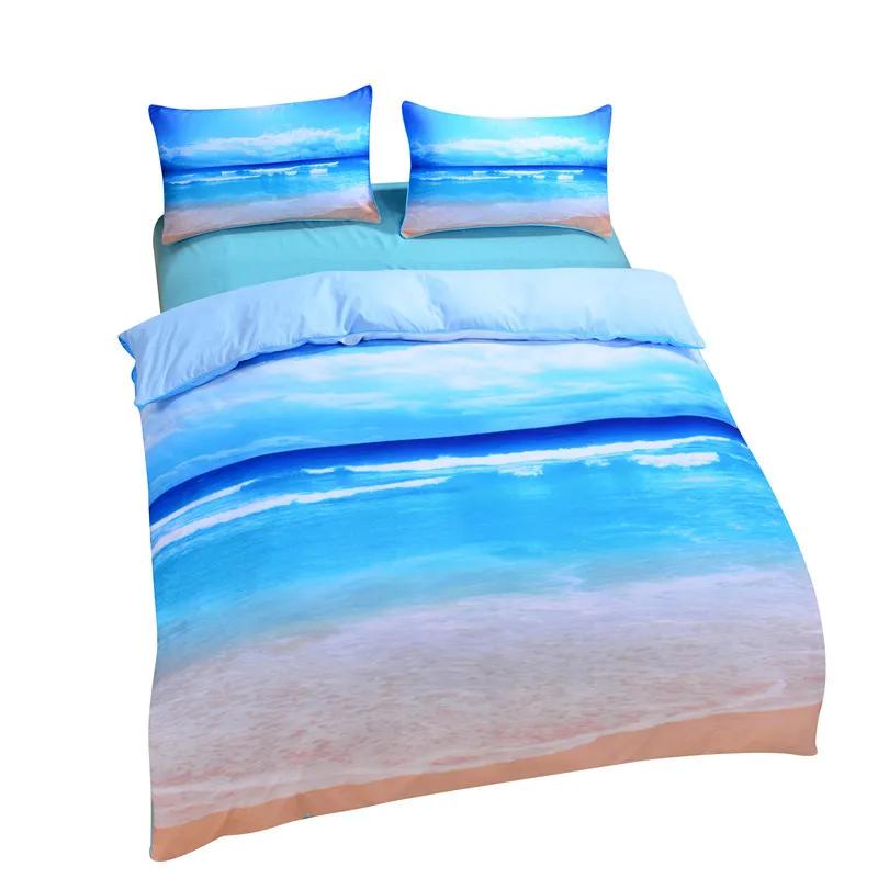 Home Soft Duvet Cover Sets Beding Set Hot Printed Blue Ocean 2/3 Pcs Set Pilowcases featuring Soft Duvet Cover King-Sized Dimensionsd Dimensions Drop
