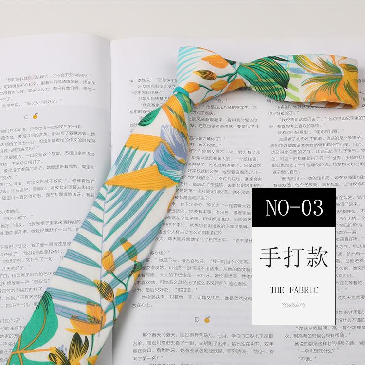 Floral Tie Men'S Patterned Cotton Shirt Macaron Printed Narrow Edition 6Cm Hand Tie Korean Casual Women'S Tie