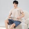 Pajamas Men's Summer Cotton Short Sleeve Shorts 1011 New Summer Thin Outer Wear Men's Large Size Loungewear Set