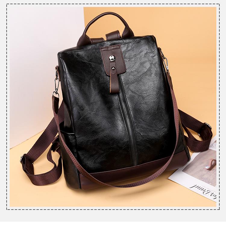 Dam Retro Anti-Stöld PU Ryggsäck - Casual Outdoor Travel Bag 2025