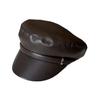 New Retro Pu Leather Octagonal Hat Women's Spring and Autumn Temperament Versatile Flat Top Face Little Painter Hat Newsboy Hat