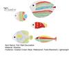 Ocean Theme Wall Art 5Pcs Wooden Fish Decor, Rainbow Striped Tropical Ornaments with 3D Kids Room Decoration Embossed Texture, Lightweight Coastal