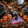 Soft Halloween Pet Cake Dress Comfortable Pet Skeleton Dress Dog Tutu Dress  Cosplay