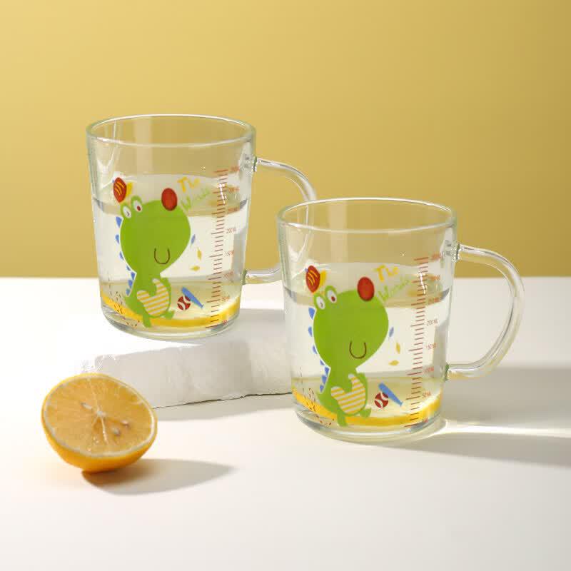 ZISIZ Children s Glass Milk Cup with Handle and Scale