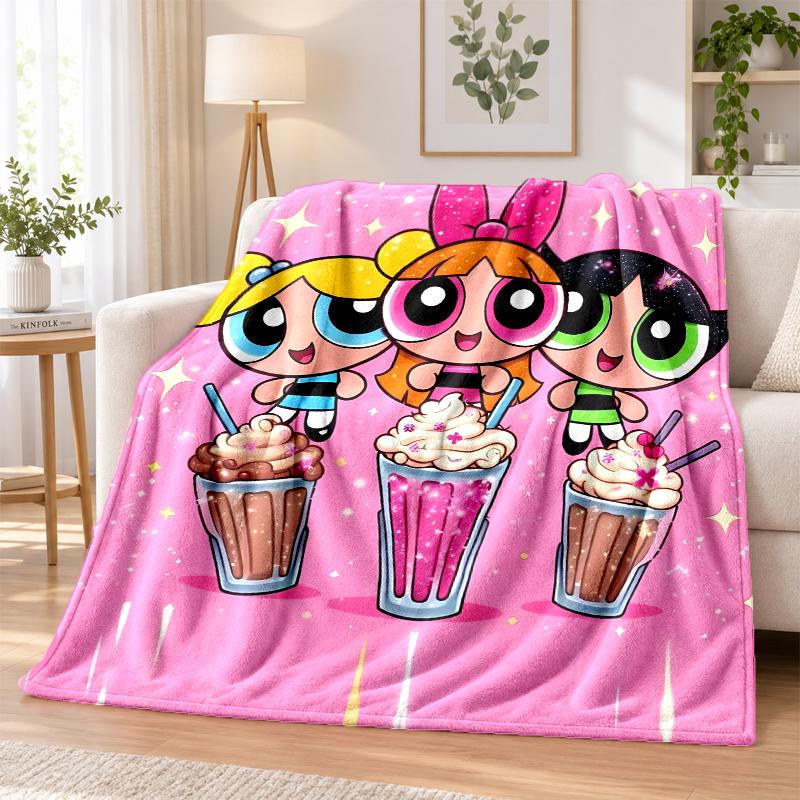 The Powerpuff Girls Flannel Throw Blanket Soft Warm Cozy For Sofa Bed Indoor Home Bedroom Use