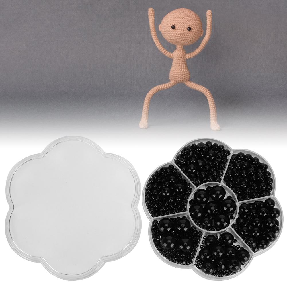 612Pcs Plastic Doll Eyes All Black Hand Made Materials Safety DIY Craft Supplies Educational Toy