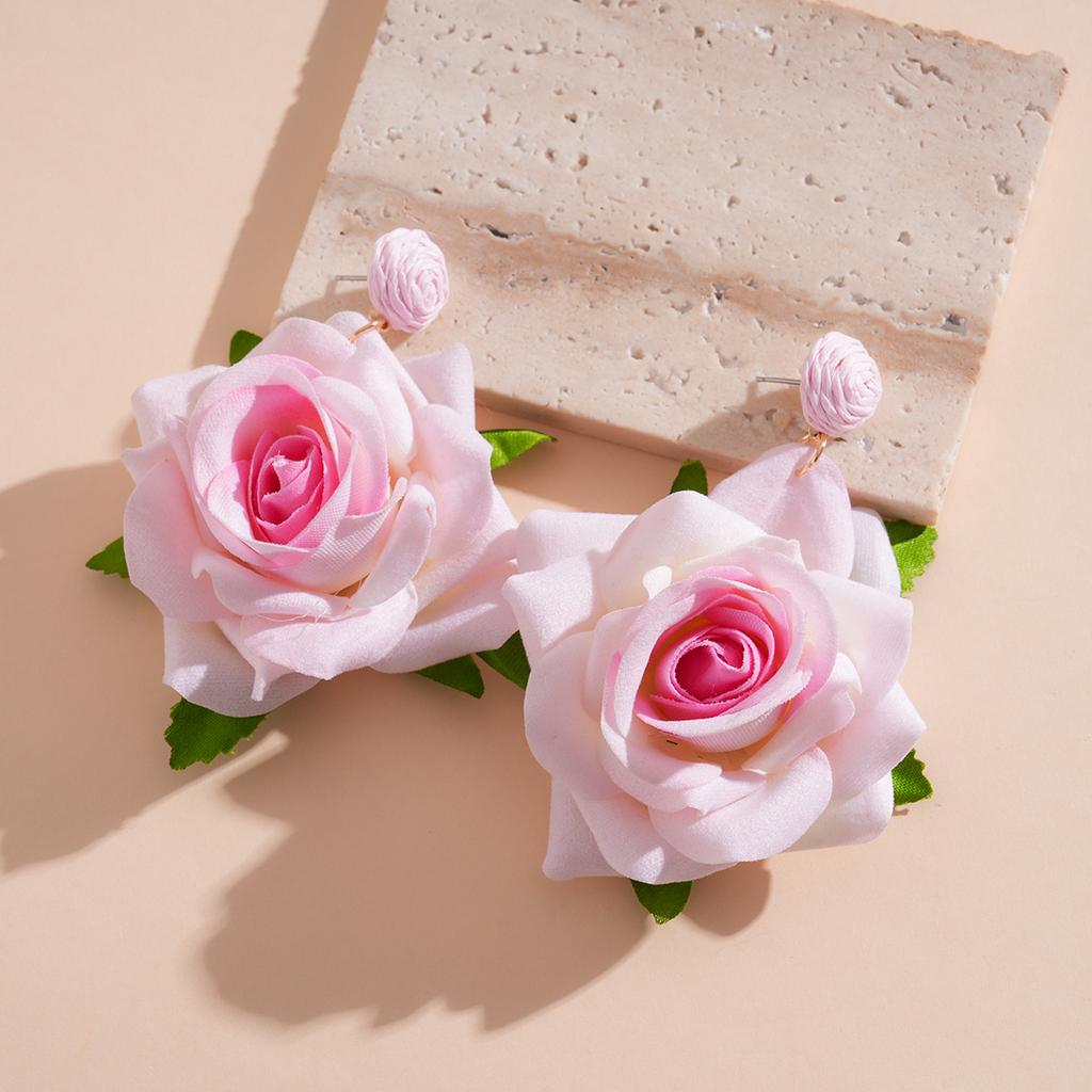 Steel needle raffia fabric flower earrings fresh vacation style stud earrings personalized high-grade earrings