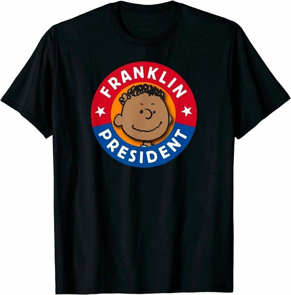 Funny Peanuts Franklin For President Cotton Black T-Shirt Unisex T-Shirt XL