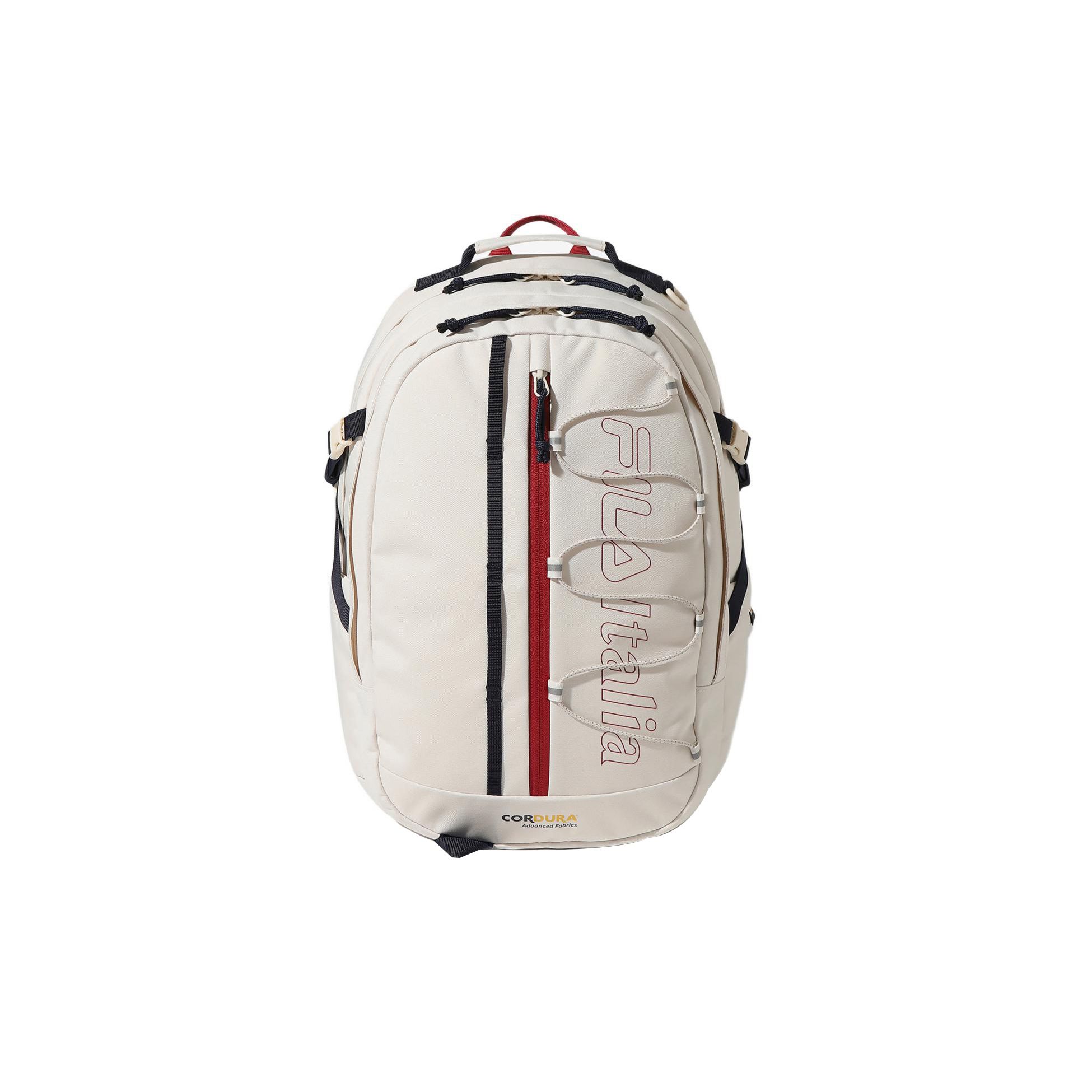 FILA Sports Casual Large Capacity Color Block Zipper Backpack Unisex Backpack White FS3BPF5006X-CRM White