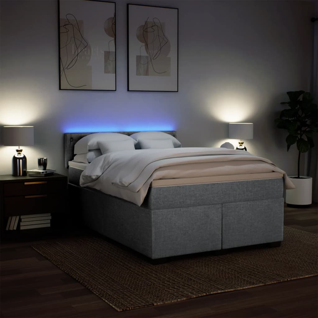 Vidaxl Letto Continentale Con Materasso, Grigio Chiaro, Tessuto 160X200 Cm