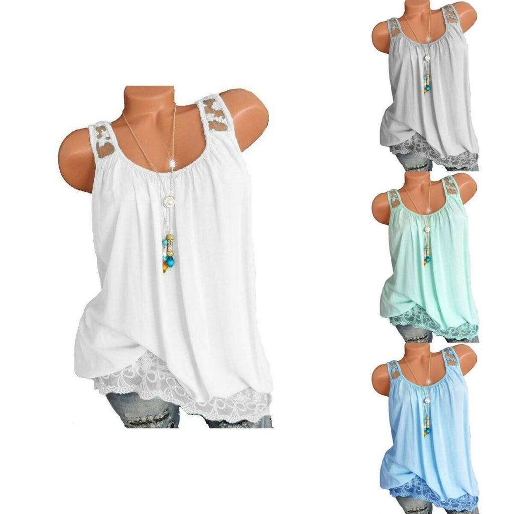 Premium Quality Sexy Women's Summer Sleeveless Lace T-shirt Vest For Effortless Style