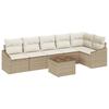 7 Piece Garden Sofa Set with Cushions Beige and Cream Poly Rattan