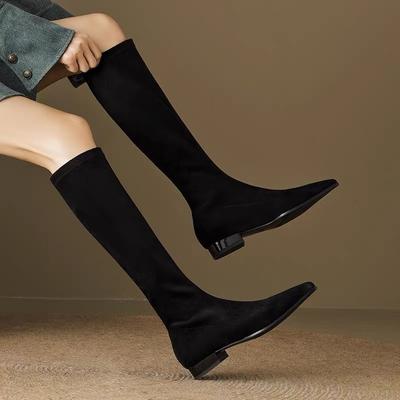 Pointed Boots But Knee Thin Boots New Boots Low Heel High Boots Flat Elastic Boots