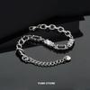 Fashion Black White Zircon Splicing Bracelet For Man Hip Hop Luxury Titanium Steel Non Fading Couple Bracelet  Wholesale