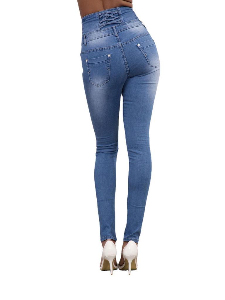 Jeans Ajustados de Cintura Alta para Mujer Estilo Europeo y Americano, Pantalones Largos, Alta Elasticidad, Cómodos, Moda 2022.