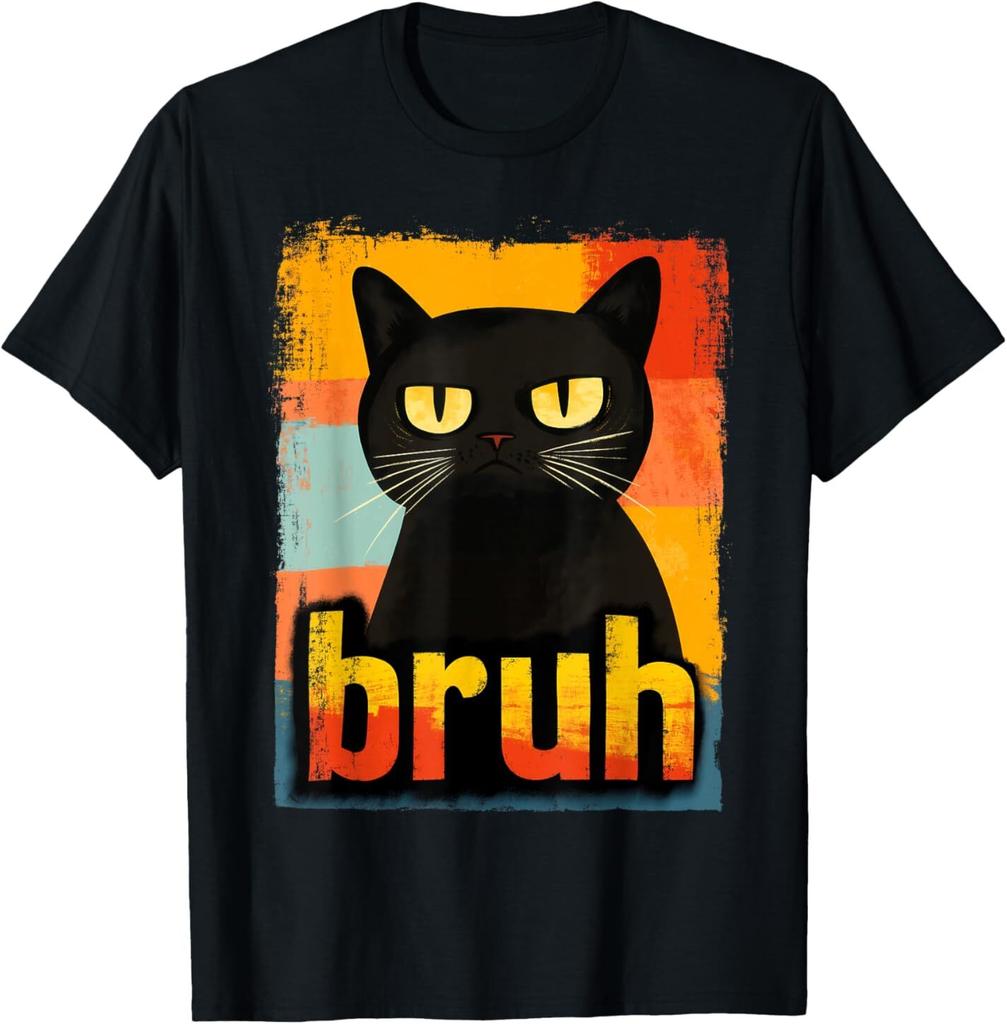 Funny Cat Bruh for Teens Boys Girls Men Women Meme Cotton TShirt Fashion Casual Vintage Graphic T Shirts Outdoors Shortsleev